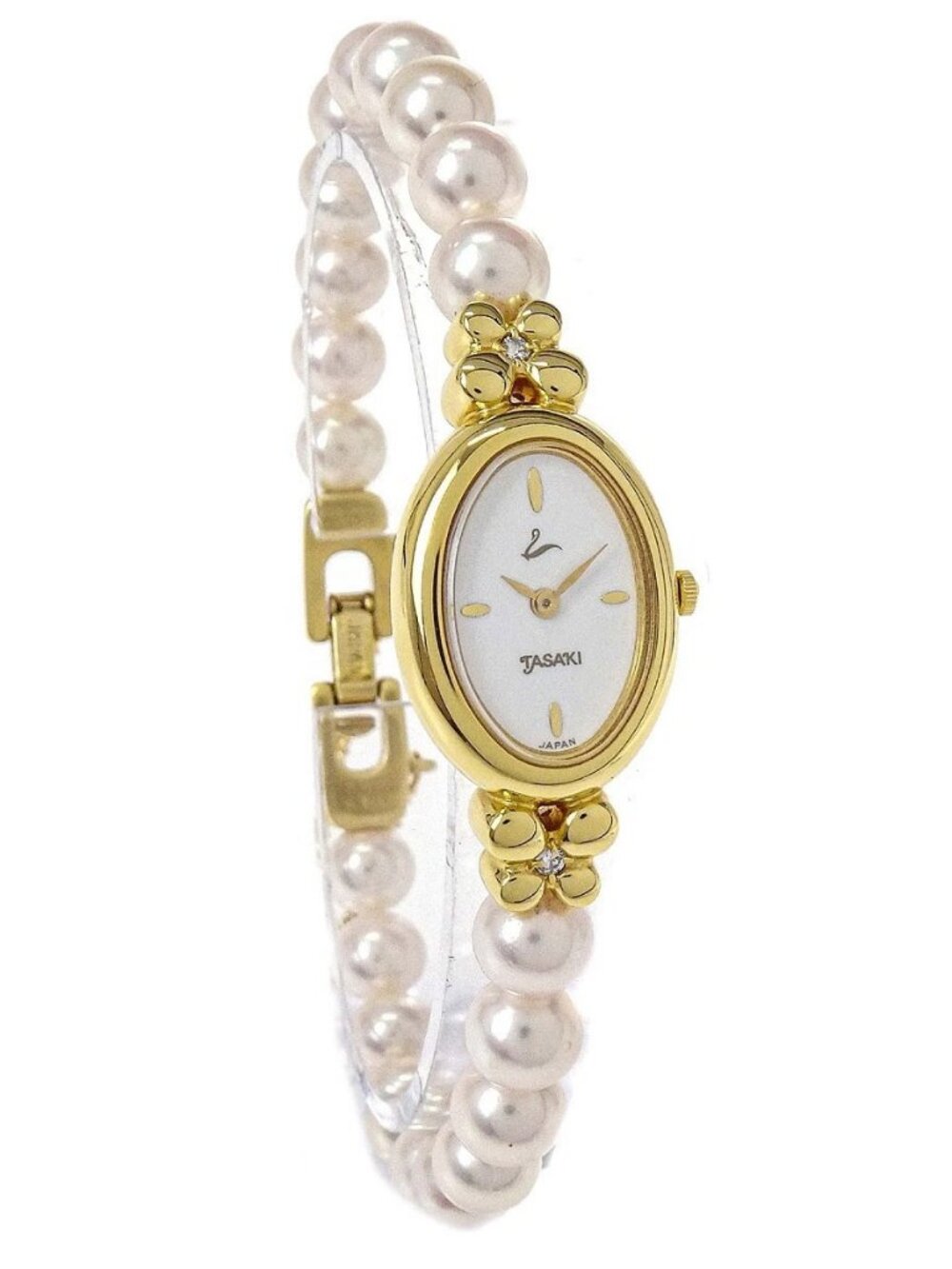 Tasaki Pearl Quartz Watch GP Diamond 197155